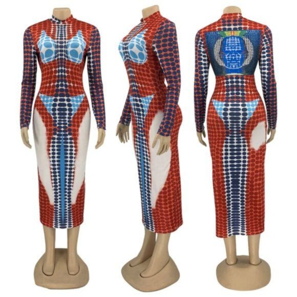 Stasia 3006 Bikini Body: Printed Bodycon Sexy Stretch Dress - Picture 13 of 16